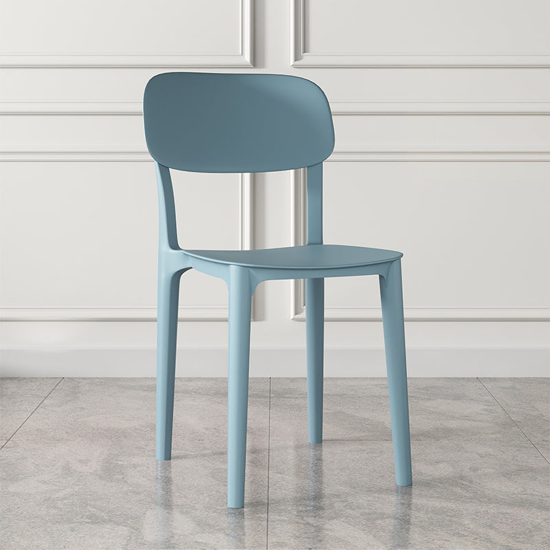 Nordic Backrest Stackable Acrylic Chair with Acrylic Legs for Dining Room Blue 1 Piece Clearhalo 'Dining Chairs' 'Dining Tables & Seating' 'dining_chair' 'furn' 'furn_dining_chair' 'Furniture' 'Kitchen & Dining Furniture' 7520165