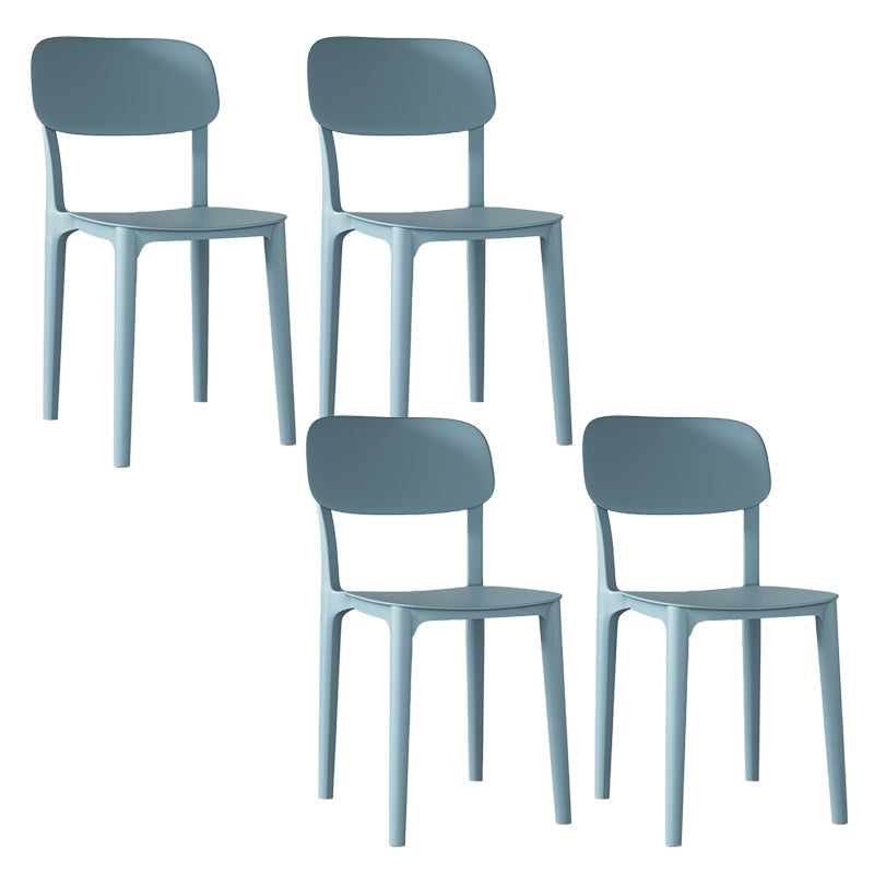 Nordic Backrest Stackable Acrylic Chair with Acrylic Legs for Dining Room Blue 4 Piece Set Clearhalo 'Dining Chairs' 'Dining Tables & Seating' 'dining_chair' 'furn' 'furn_dining_chair' 'Furniture' 'Kitchen & Dining Furniture' 7520169