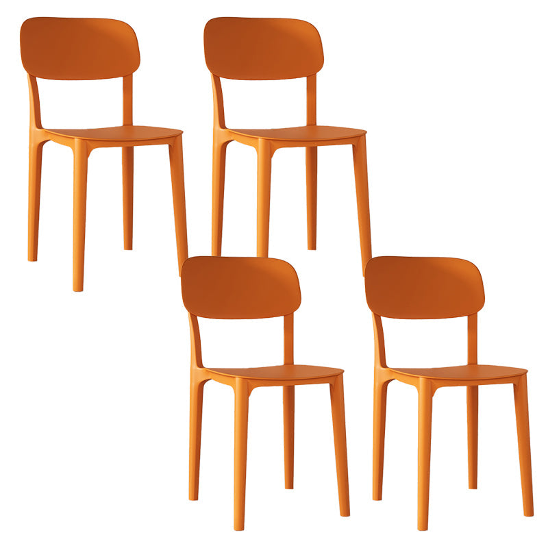 Nordic Backrest Stackable Acrylic Chair with Acrylic Legs for Dining Room Orange 4 Piece Set Clearhalo 'Dining Chairs' 'Dining Tables & Seating' 'dining_chair' 'furn' 'furn_dining_chair' 'Furniture' 'Kitchen & Dining Furniture' 7520176