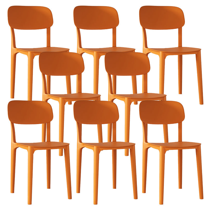 Nordic Backrest Stackable Acrylic Chair with Acrylic Legs for Dining Room Orange 8 Piece Set Clearhalo 'Dining Chairs' 'Dining Tables & Seating' 'dining_chair' 'furn' 'furn_dining_chair' 'Furniture' 'Kitchen & Dining Furniture' 7520178
