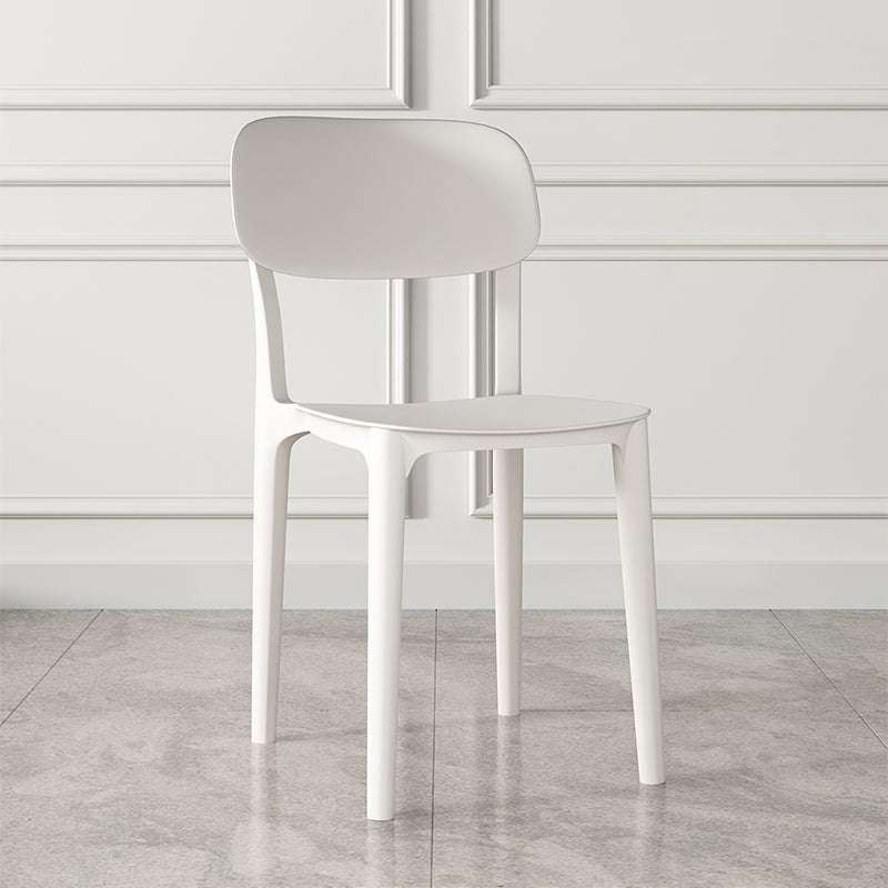 Nordic Backrest Stackable Acrylic Chair with Acrylic Legs for Dining Room White 1 Piece Clearhalo 'Dining Chairs' 'Dining Tables & Seating' 'dining_chair' 'furn' 'furn_dining_chair' 'Furniture' 'Kitchen & Dining Furniture' 7520184