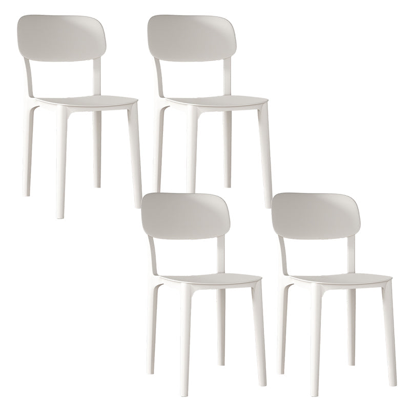 Nordic Backrest Stackable Acrylic Chair with Acrylic Legs for Dining Room White 4 Piece Set Clearhalo 'Dining Chairs' 'Dining Tables & Seating' 'dining_chair' 'furn' 'furn_dining_chair' 'Furniture' 'Kitchen & Dining Furniture' 7520186