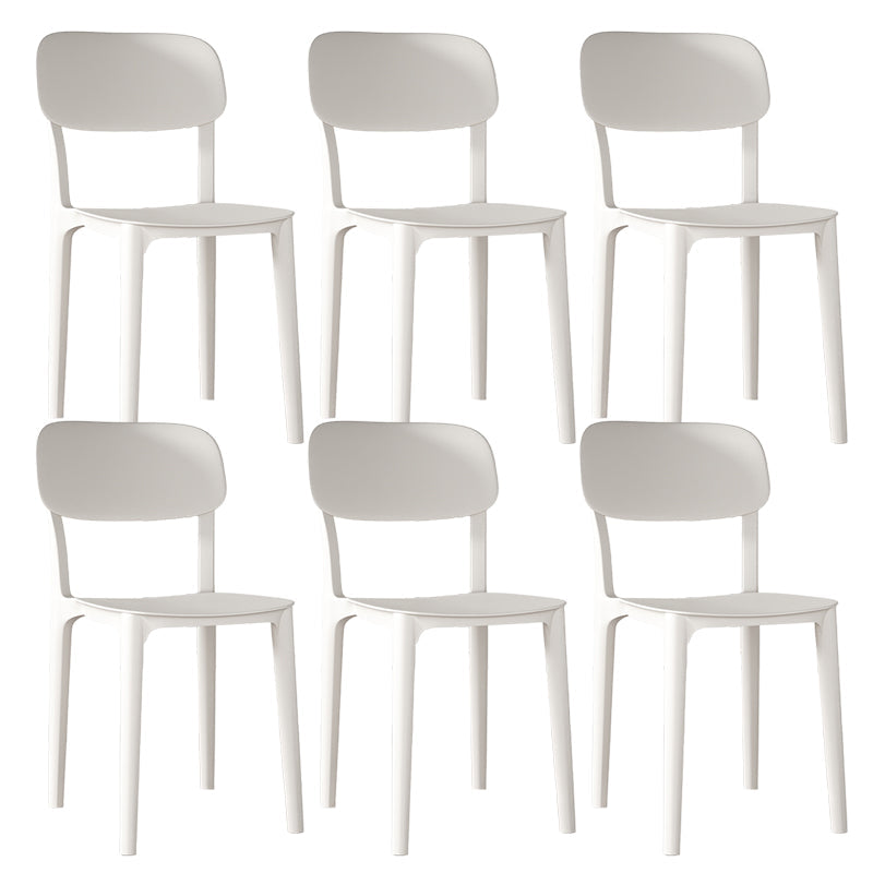 Nordic Backrest Stackable Acrylic Chair with Acrylic Legs for Dining Room White 6 Piece Set Clearhalo 'Dining Chairs' 'Dining Tables & Seating' 'dining_chair' 'furn' 'furn_dining_chair' 'Furniture' 'Kitchen & Dining Furniture' 7520187