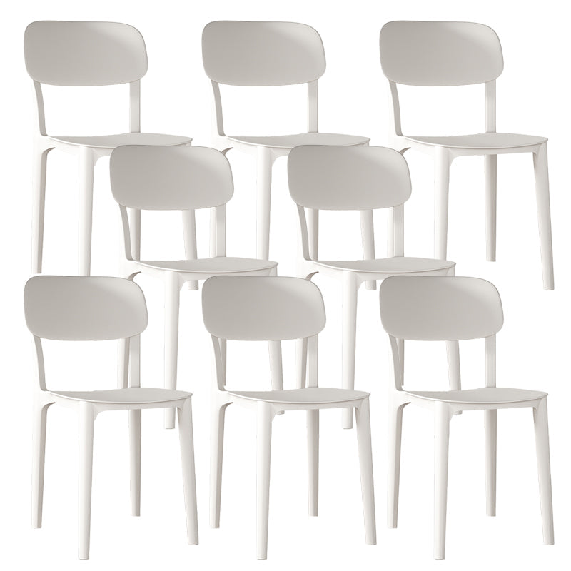 Nordic Backrest Stackable Acrylic Chair with Acrylic Legs for Dining Room White 8 Piece Set Clearhalo 'Dining Chairs' 'Dining Tables & Seating' 'dining_chair' 'furn' 'furn_dining_chair' 'Furniture' 'Kitchen & Dining Furniture' 7520188
