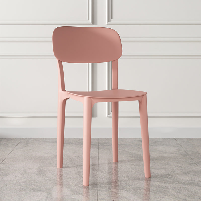 Nordic Backrest Stackable Acrylic Chair with Acrylic Legs for Dining Room Pink 1 Piece Clearhalo 'Dining Chairs' 'Dining Tables & Seating' 'dining_chair' 'furn' 'furn_dining_chair' 'Furniture' 'Kitchen & Dining Furniture' 7520194