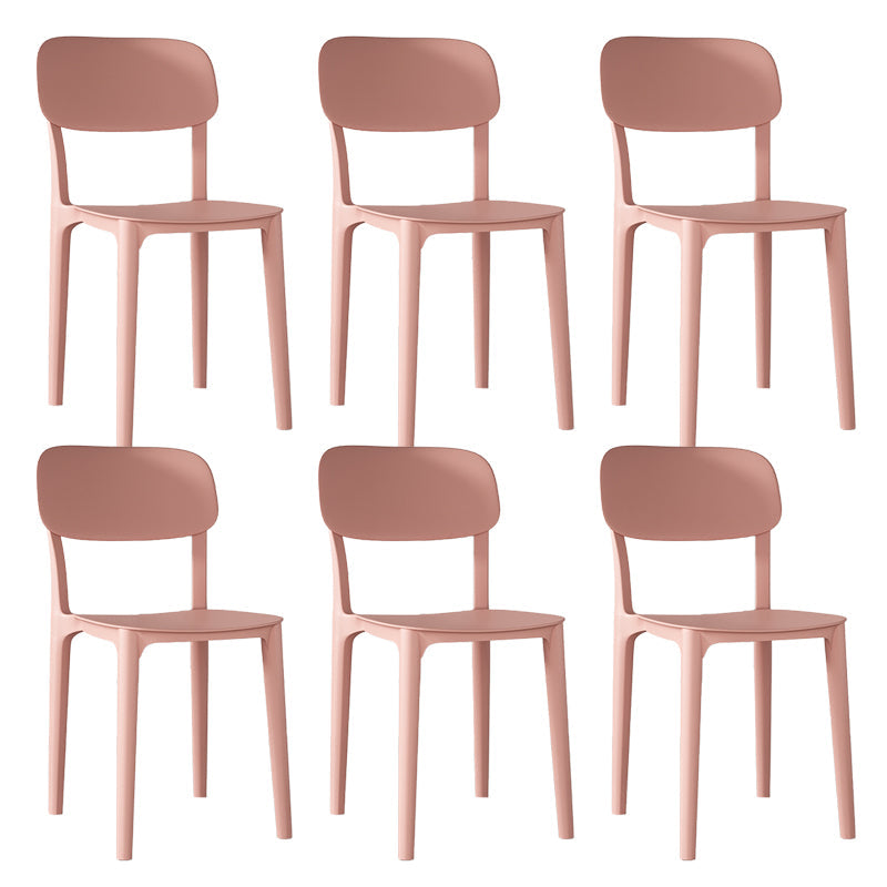 Nordic Backrest Stackable Acrylic Chair with Acrylic Legs for Dining Room Pink 6 Piece Set Clearhalo 'Dining Chairs' 'Dining Tables & Seating' 'dining_chair' 'furn' 'furn_dining_chair' 'Furniture' 'Kitchen & Dining Furniture' 7520197