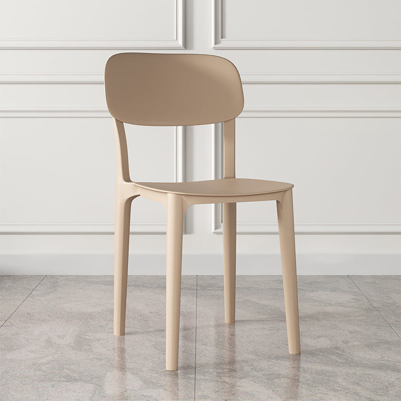 Nordic Backrest Stackable Acrylic Chair with Acrylic Legs for Dining Room Khaki 1 Piece Clearhalo 'Dining Chairs' 'Dining Tables & Seating' 'dining_chair' 'furn' 'furn_dining_chair' 'Furniture' 'Kitchen & Dining Furniture' 7520204