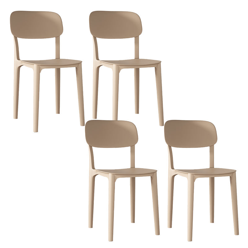 Nordic Backrest Stackable Acrylic Chair with Acrylic Legs for Dining Room Khaki 4 Piece Set Clearhalo 'Dining Chairs' 'Dining Tables & Seating' 'dining_chair' 'furn' 'furn_dining_chair' 'Furniture' 'Kitchen & Dining Furniture' 7520206