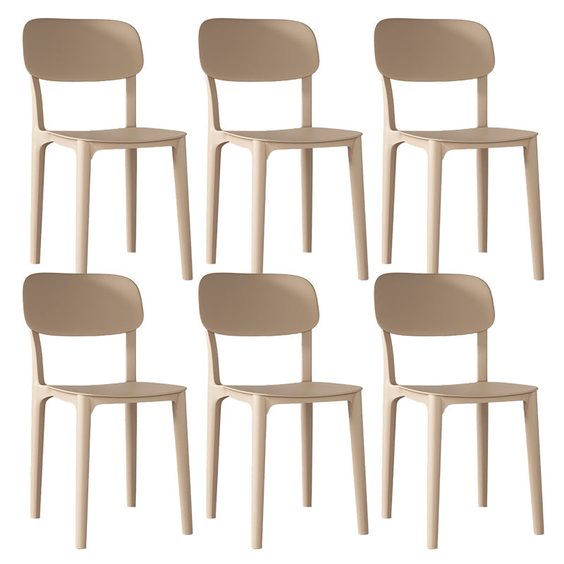 Nordic Backrest Stackable Acrylic Chair with Acrylic Legs for Dining Room Khaki 6 Piece Set Clearhalo 'Dining Chairs' 'Dining Tables & Seating' 'dining_chair' 'furn' 'furn_dining_chair' 'Furniture' 'Kitchen & Dining Furniture' 7520207