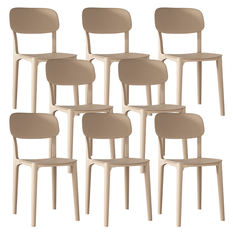 Nordic Backrest Stackable Acrylic Chair with Acrylic Legs for Dining Room Khaki 8 Piece Set Clearhalo 'Dining Chairs' 'Dining Tables & Seating' 'dining_chair' 'furn' 'furn_dining_chair' 'Furniture' 'Kitchen & Dining Furniture' 7520208