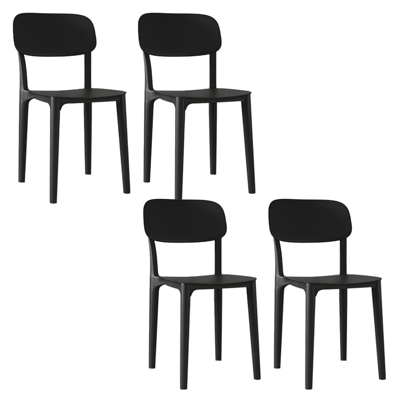 Nordic Backrest Stackable Acrylic Chair with Acrylic Legs for Dining Room Black 4 Piece Set Clearhalo 'Dining Chairs' 'Dining Tables & Seating' 'dining_chair' 'furn' 'furn_dining_chair' 'Furniture' 'Kitchen & Dining Furniture' 7520211