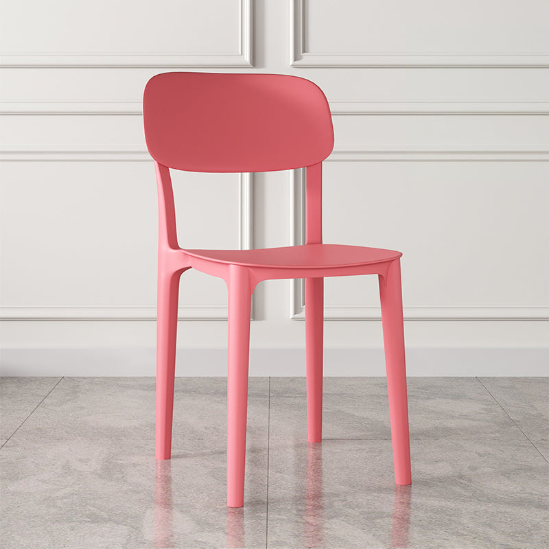 Nordic Backrest Stackable Acrylic Chair with Acrylic Legs for Dining Room Red 1 Piece Clearhalo 'Dining Chairs' 'Dining Tables & Seating' 'dining_chair' 'furn' 'furn_dining_chair' 'Furniture' 'Kitchen & Dining Furniture' 7520214