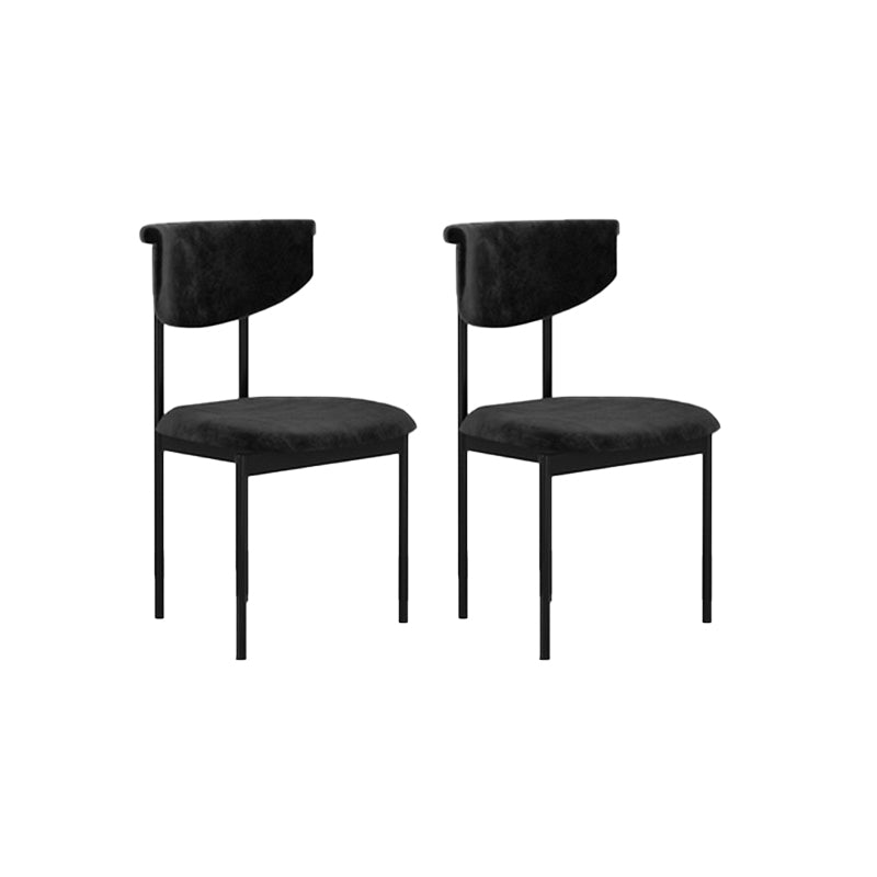 Nordic Armless Backrest Cushion Chair with Metal Legs for Dining Room Black 2 Piece Set Clearhalo 'Dining Chairs' 'Dining Tables & Seating' 'dining_chair' 'furn' 'furn_dining_chair' 'Furniture' 'Kitchen & Dining Furniture' 7520221