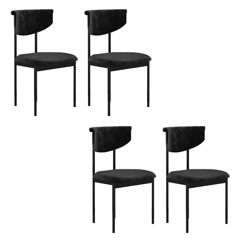 Nordic Armless Backrest Cushion Chair with Metal Legs for Dining Room Black 4 Piece Set Clearhalo 'Dining Chairs' 'Dining Tables & Seating' 'dining_chair' 'furn' 'furn_dining_chair' 'Furniture' 'Kitchen & Dining Furniture' 7520222