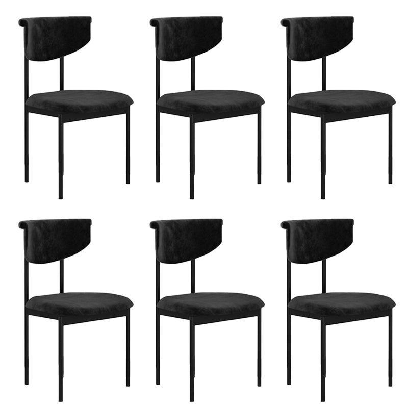 Nordic Armless Backrest Cushion Chair with Metal Legs for Dining Room Black 6 Piece Set Clearhalo 'Dining Chairs' 'Dining Tables & Seating' 'dining_chair' 'furn' 'furn_dining_chair' 'Furniture' 'Kitchen & Dining Furniture' 7520224