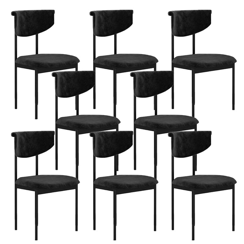 Nordic Armless Backrest Cushion Chair with Metal Legs for Dining Room Black 8 Piece Set Clearhalo 'Dining Chairs' 'Dining Tables & Seating' 'dining_chair' 'furn' 'furn_dining_chair' 'Furniture' 'Kitchen & Dining Furniture' 7520226