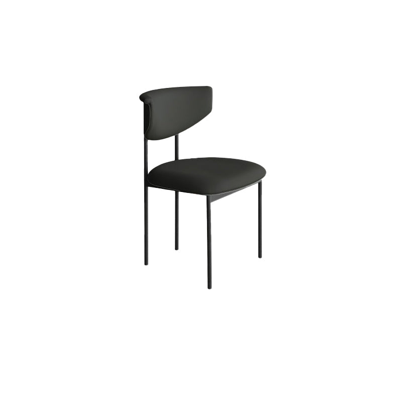Nordic Armless Backrest Cushion Chair with Metal Legs for Dining Room Matte Black 1 Piece Clearhalo 'Dining Chairs' 'Dining Tables & Seating' 'dining_chair' 'furn' 'furn_dining_chair' 'Furniture' 'Kitchen & Dining Furniture' 7520228