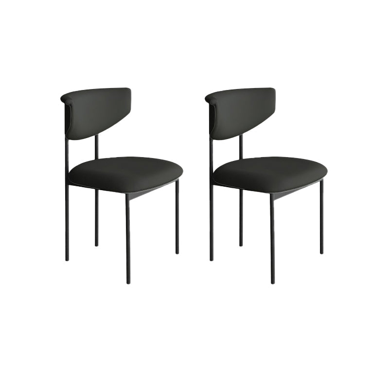 Nordic Armless Backrest Cushion Chair with Metal Legs for Dining Room Matte Black 2 Piece Set Clearhalo 'Dining Chairs' 'Dining Tables & Seating' 'dining_chair' 'furn' 'furn_dining_chair' 'Furniture' 'Kitchen & Dining Furniture' 7520231