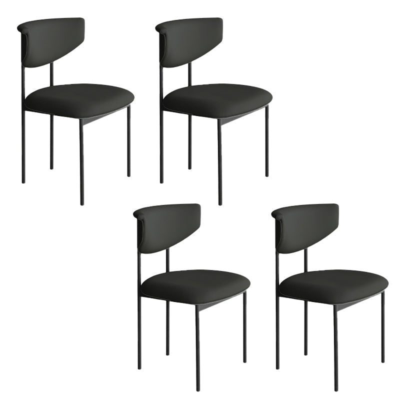 Nordic Armless Backrest Cushion Chair with Metal Legs for Dining Room Matte Black 4 Piece Set Clearhalo 'Dining Chairs' 'Dining Tables & Seating' 'dining_chair' 'furn' 'furn_dining_chair' 'Furniture' 'Kitchen & Dining Furniture' 7520233