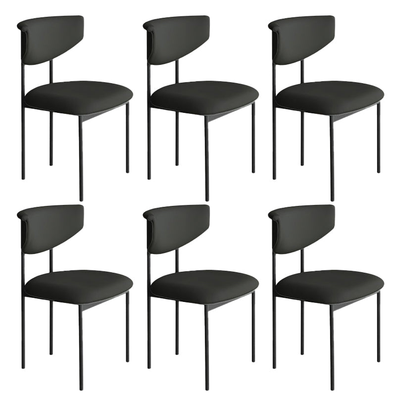 Nordic Armless Backrest Cushion Chair with Metal Legs for Dining Room Matte Black 6 Piece Set Clearhalo 'Dining Chairs' 'Dining Tables & Seating' 'dining_chair' 'furn' 'furn_dining_chair' 'Furniture' 'Kitchen & Dining Furniture' 7520235