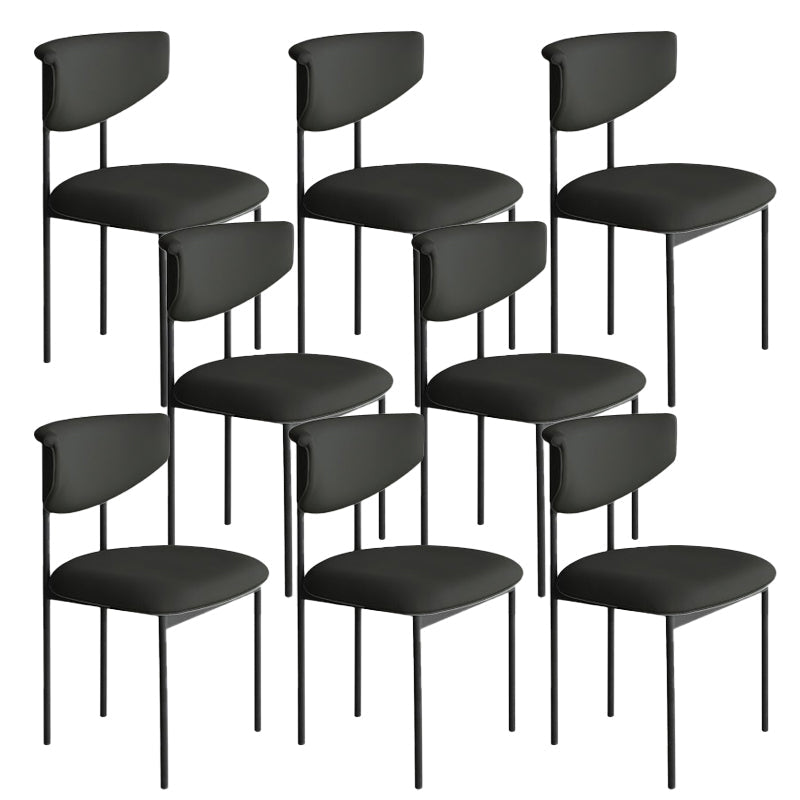 Nordic Armless Backrest Cushion Chair with Metal Legs for Dining Room Matte Black 8 Piece Set Clearhalo 'Dining Chairs' 'Dining Tables & Seating' 'dining_chair' 'furn' 'furn_dining_chair' 'Furniture' 'Kitchen & Dining Furniture' 7520236
