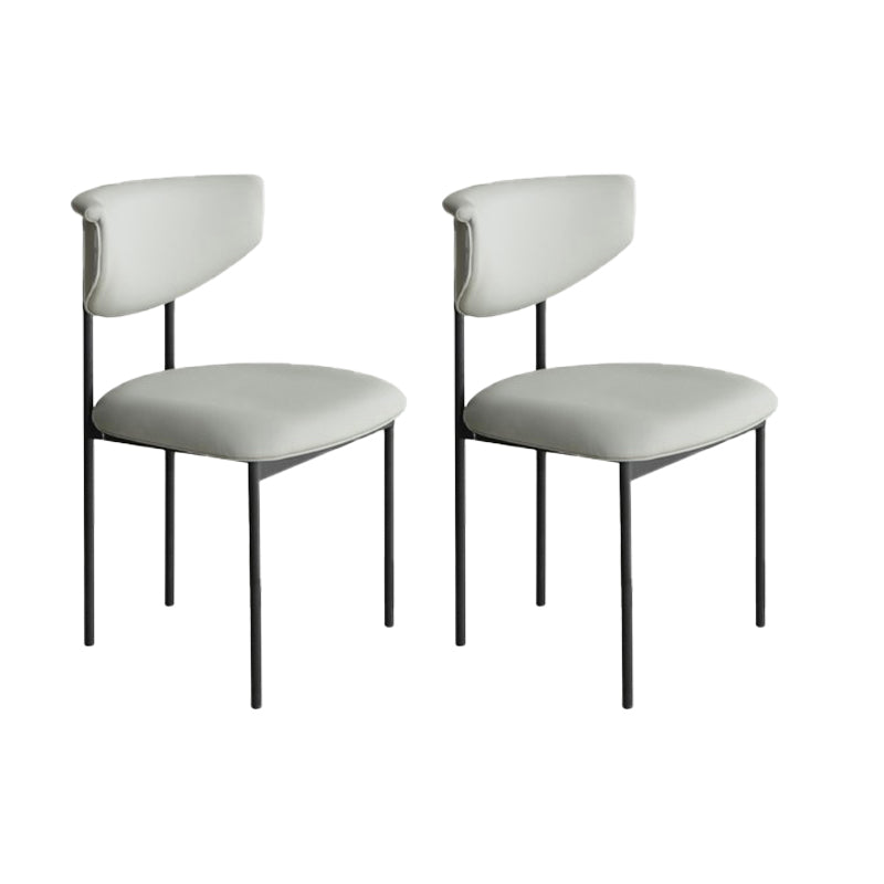 Nordic Armless Backrest Cushion Chair with Metal Legs for Dining Room Grey 2 Piece Set Clearhalo 'Dining Chairs' 'Dining Tables & Seating' 'dining_chair' 'furn' 'furn_dining_chair' 'Furniture' 'Kitchen & Dining Furniture' 7520240