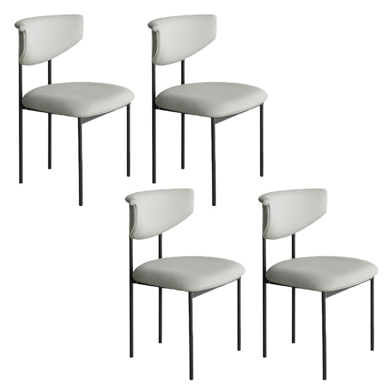 Nordic Armless Backrest Cushion Chair with Metal Legs for Dining Room Grey 4 Piece Set Clearhalo 'Dining Chairs' 'Dining Tables & Seating' 'dining_chair' 'furn' 'furn_dining_chair' 'Furniture' 'Kitchen & Dining Furniture' 7520241
