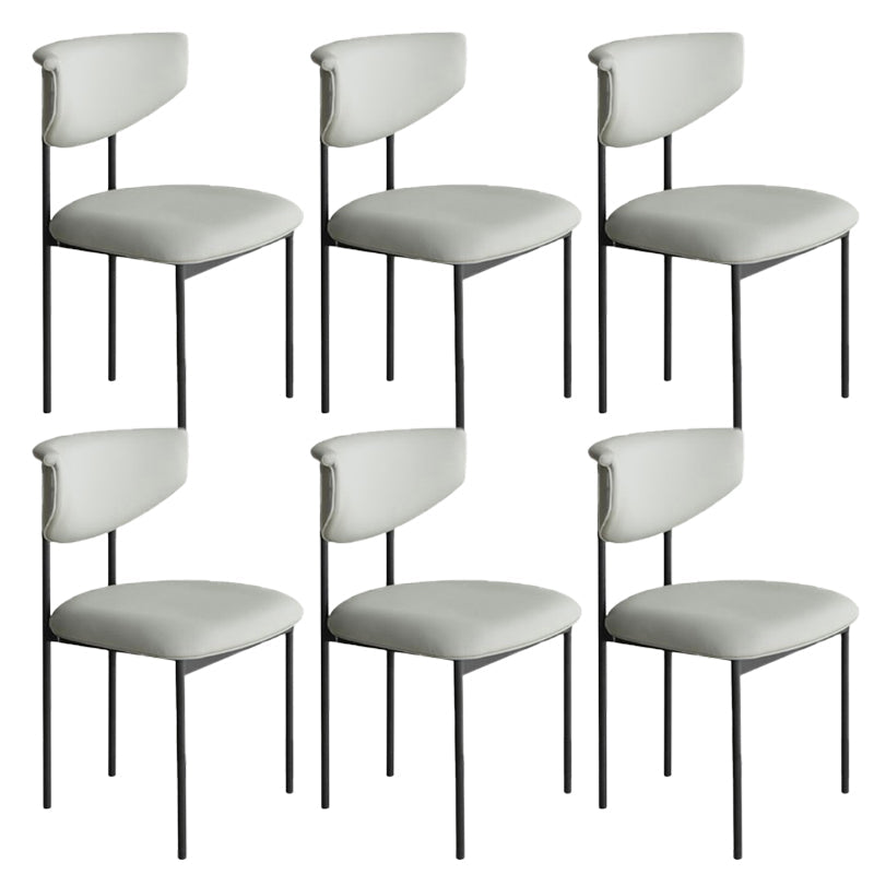 Nordic Armless Backrest Cushion Chair with Metal Legs for Dining Room Grey 6 Piece Set Clearhalo 'Dining Chairs' 'Dining Tables & Seating' 'dining_chair' 'furn' 'furn_dining_chair' 'Furniture' 'Kitchen & Dining Furniture' 7520242