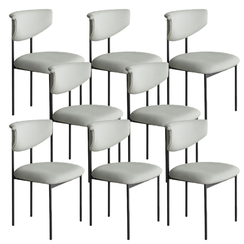 Nordic Armless Backrest Cushion Chair with Metal Legs for Dining Room Grey 8 Piece Set Clearhalo 'Dining Chairs' 'Dining Tables & Seating' 'dining_chair' 'furn' 'furn_dining_chair' 'Furniture' 'Kitchen & Dining Furniture' 7520243