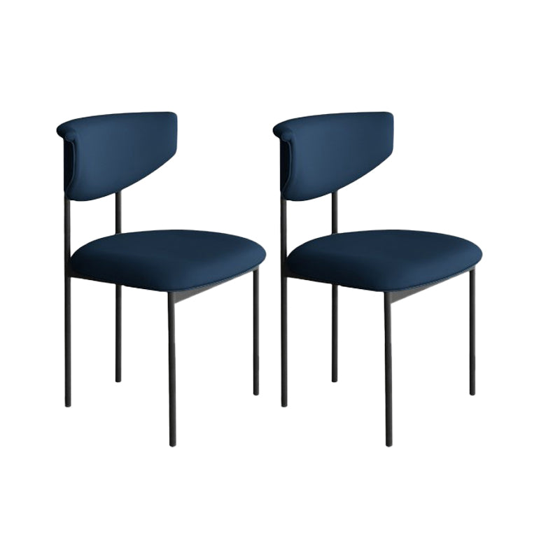 Nordic Armless Backrest Cushion Chair with Metal Legs for Dining Room Blue 2 Piece Set Clearhalo 'Dining Chairs' 'Dining Tables & Seating' 'dining_chair' 'furn' 'furn_dining_chair' 'Furniture' 'Kitchen & Dining Furniture' 7520245