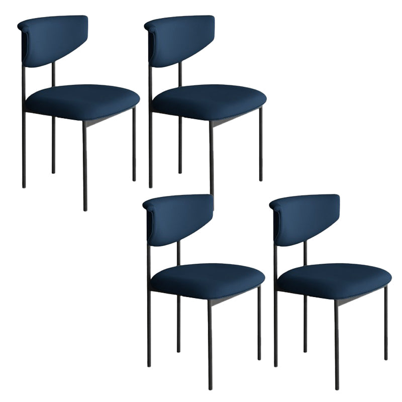 Nordic Armless Backrest Cushion Chair with Metal Legs for Dining Room Blue 4 Piece Set Clearhalo 'Dining Chairs' 'Dining Tables & Seating' 'dining_chair' 'furn' 'furn_dining_chair' 'Furniture' 'Kitchen & Dining Furniture' 7520246