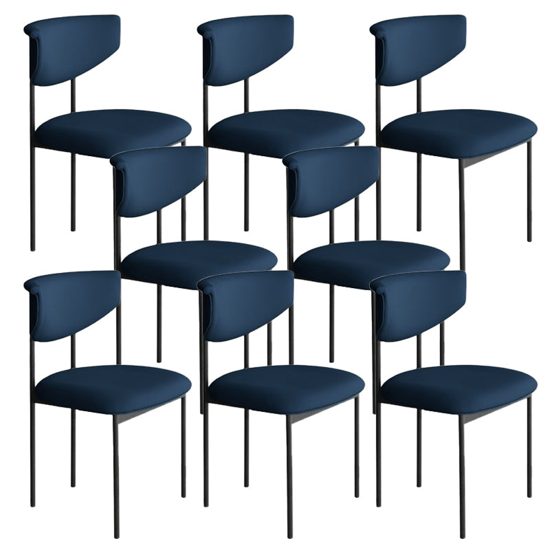 Nordic Armless Backrest Cushion Chair with Metal Legs for Dining Room Blue 8 Piece Set Clearhalo 'Dining Chairs' 'Dining Tables & Seating' 'dining_chair' 'furn' 'furn_dining_chair' 'Furniture' 'Kitchen & Dining Furniture' 7520248