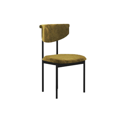Nordic Armless Backrest Cushion Chair with Metal Legs for Dining Room Yellow-Green 1 Piece Clearhalo 'Dining Chairs' 'Dining Tables & Seating' 'dining_chair' 'furn' 'furn_dining_chair' 'Furniture' 'Kitchen & Dining Furniture' 7520249
