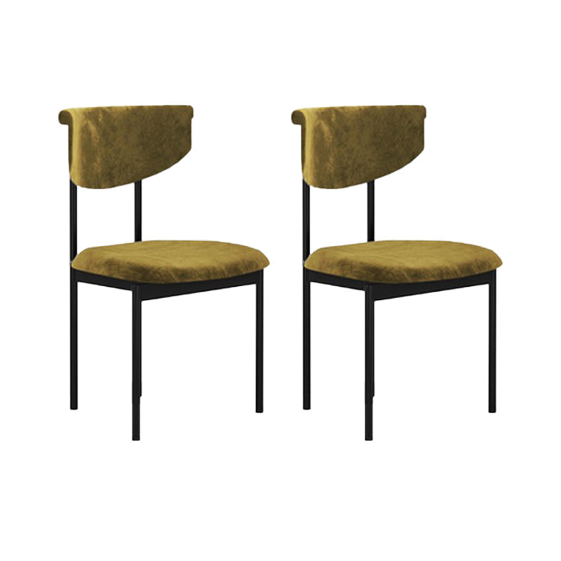 Nordic Armless Backrest Cushion Chair with Metal Legs for Dining Room Yellow-Green 2 Piece Set Clearhalo 'Dining Chairs' 'Dining Tables & Seating' 'dining_chair' 'furn' 'furn_dining_chair' 'Furniture' 'Kitchen & Dining Furniture' 7520250