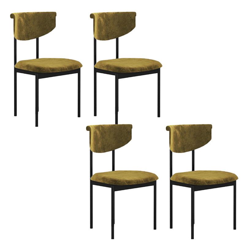 Nordic Armless Backrest Cushion Chair with Metal Legs for Dining Room Yellow-Green 4 Piece Set Clearhalo 'Dining Chairs' 'Dining Tables & Seating' 'dining_chair' 'furn' 'furn_dining_chair' 'Furniture' 'Kitchen & Dining Furniture' 7520251