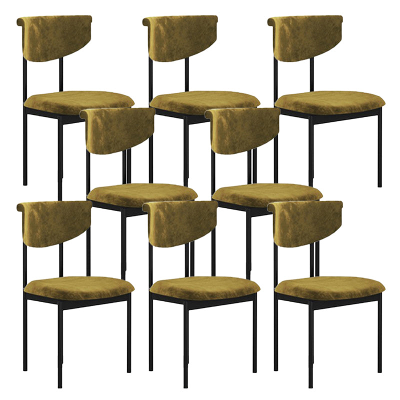 Nordic Armless Backrest Cushion Chair with Metal Legs for Dining Room Yellow-Green 8 Piece Set Clearhalo 'Dining Chairs' 'Dining Tables & Seating' 'dining_chair' 'furn' 'furn_dining_chair' 'Furniture' 'Kitchen & Dining Furniture' 7520253