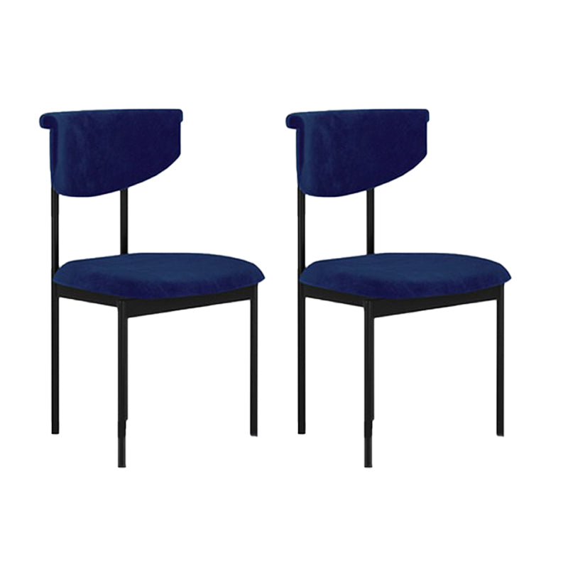 Nordic Armless Backrest Cushion Chair with Metal Legs for Dining Room Royal Blue 2 Piece Set Clearhalo 'Dining Chairs' 'Dining Tables & Seating' 'dining_chair' 'furn' 'furn_dining_chair' 'Furniture' 'Kitchen & Dining Furniture' 7520255