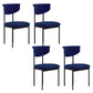 Nordic Armless Backrest Cushion Chair with Metal Legs for Dining Room Royal Blue 4 Piece Set Clearhalo 'Dining Chairs' 'Dining Tables & Seating' 'dining_chair' 'furn' 'furn_dining_chair' 'Furniture' 'Kitchen & Dining Furniture' 7520256
