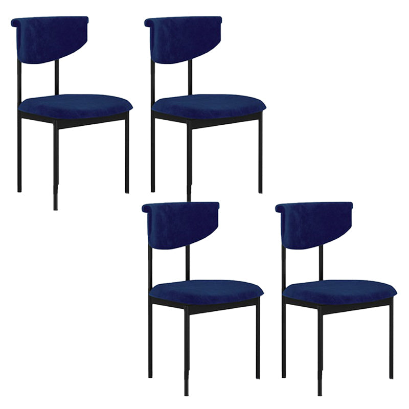 Nordic Armless Backrest Cushion Chair with Metal Legs for Dining Room Royal Blue 4 Piece Set Clearhalo 'Dining Chairs' 'Dining Tables & Seating' 'dining_chair' 'furn' 'furn_dining_chair' 'Furniture' 'Kitchen & Dining Furniture' 7520256