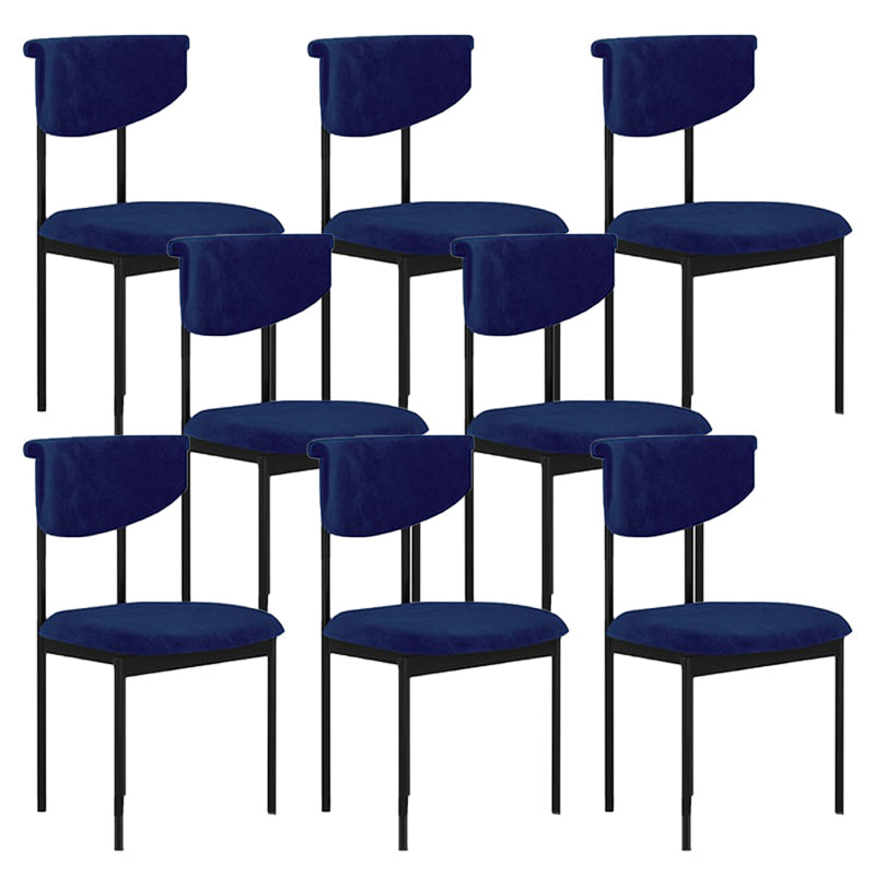 Nordic Armless Backrest Cushion Chair with Metal Legs for Dining Room Royal Blue 8 Piece Set Clearhalo 'Dining Chairs' 'Dining Tables & Seating' 'dining_chair' 'furn' 'furn_dining_chair' 'Furniture' 'Kitchen & Dining Furniture' 7520258