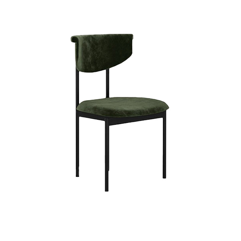 Nordic Armless Backrest Cushion Chair with Metal Legs for Dining Room Blackish Green 1 Piece Clearhalo 'Dining Chairs' 'Dining Tables & Seating' 'dining_chair' 'furn' 'furn_dining_chair' 'Furniture' 'Kitchen & Dining Furniture' 7520259