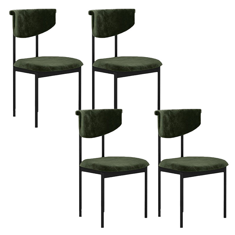 Nordic Armless Backrest Cushion Chair with Metal Legs for Dining Room Blackish Green 4 Piece Set Clearhalo 'Dining Chairs' 'Dining Tables & Seating' 'dining_chair' 'furn' 'furn_dining_chair' 'Furniture' 'Kitchen & Dining Furniture' 7520261