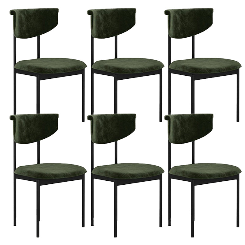 Nordic Armless Backrest Cushion Chair with Metal Legs for Dining Room Blackish Green 6 Piece Set Clearhalo 'Dining Chairs' 'Dining Tables & Seating' 'dining_chair' 'furn' 'furn_dining_chair' 'Furniture' 'Kitchen & Dining Furniture' 7520262
