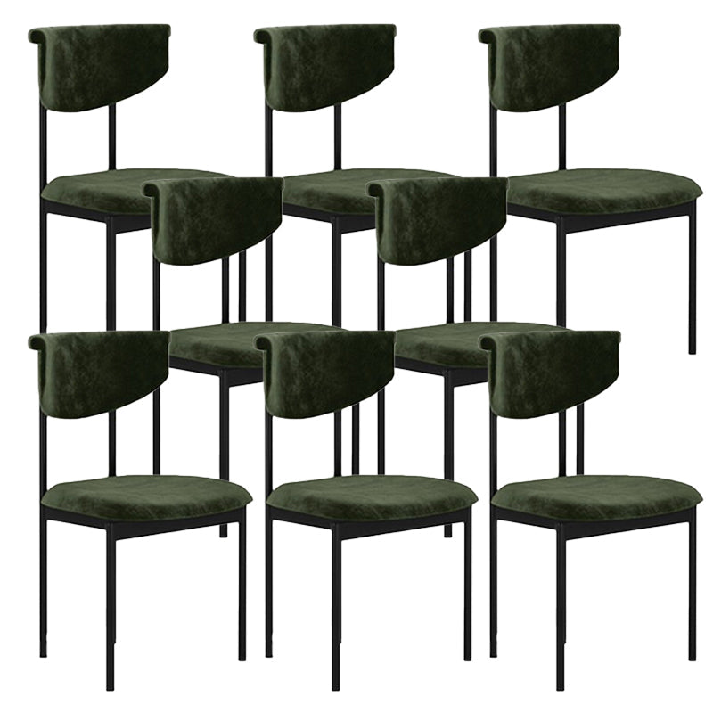 Nordic Armless Backrest Cushion Chair with Metal Legs for Dining Room Blackish Green 8 Piece Set Clearhalo 'Dining Chairs' 'Dining Tables & Seating' 'dining_chair' 'furn' 'furn_dining_chair' 'Furniture' 'Kitchen & Dining Furniture' 7520263