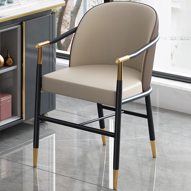 Modern Backrest Armrest Cushion Chair with Metal Legs for Living Room