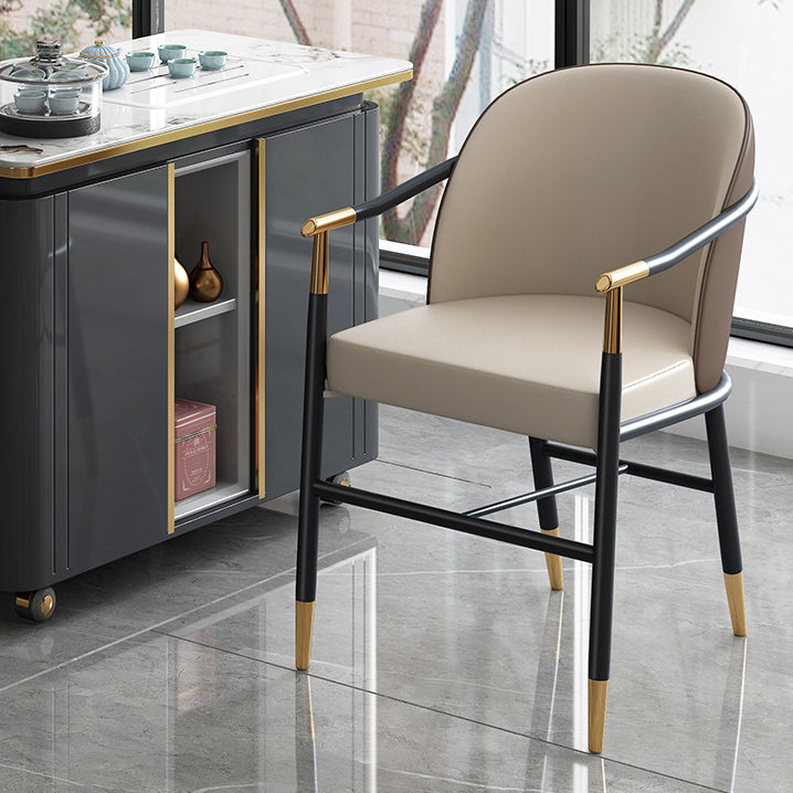 Modern Backrest Armrest Cushion Chair with Metal Legs for Living Room