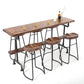 1/4/7 Pieces Industrial Rectangular Wood Top Pub Table with Metal Bar Stool Set Table & Chair(s) Brown Clearhalo 'Bar Furniture' 'furn' 'furn_home_bar_bar_sets' 'Furniture' 'Home Bars & Bar Sets' 'home_bar_bar_sets' 'Kitchen & Dining Furniture' 7520317