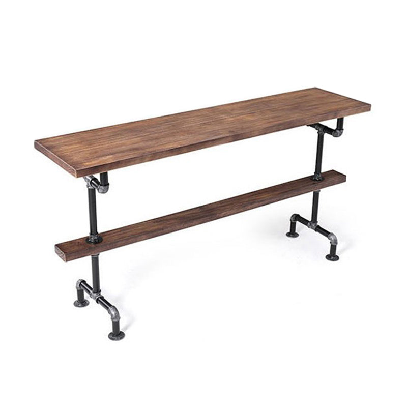 1/4/7 Pieces Industrial Rectangular Wood Top Pub Table with Metal Bar Stool Set Table Brown Clearhalo 'Bar Furniture' 'furn' 'furn_home_bar_bar_sets' 'Furniture' 'Home Bars & Bar Sets' 'home_bar_bar_sets' 'Kitchen & Dining Furniture' 7520318