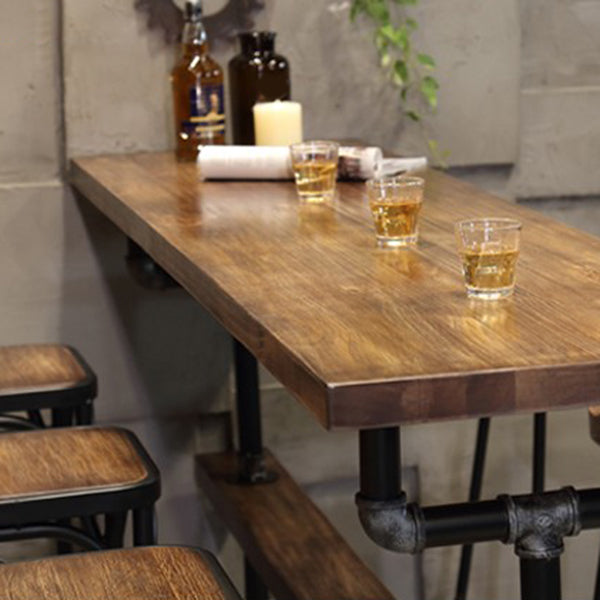 1/4/7 Pieces Industrial Rectangular Wood Top Pub Table with Metal Bar Stool Set Clearhalo 'Bar Furniture' 'furn' 'furn_home_bar_bar_sets' 'Furniture' 'Home Bars & Bar Sets' 'home_bar_bar_sets' 'Kitchen & Dining Furniture' 7520320