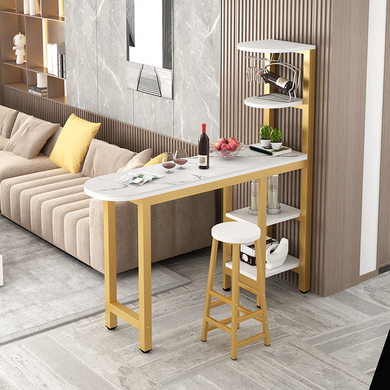Set da pranzo da pub 1/2 pezzo, tavolo da bar in stile glam con sgabello in metallo